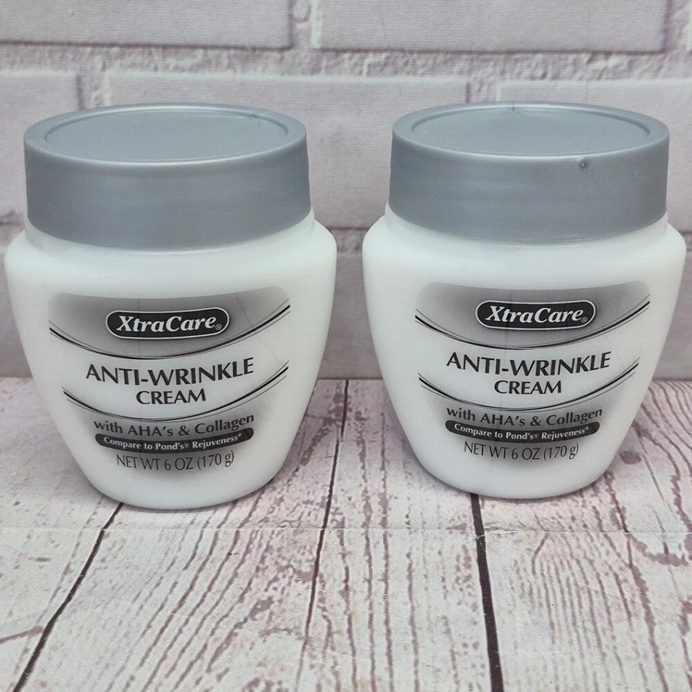 Lot of 2~XtraCare Anti-Wrinkle Cream With AHAs & Collagen Rejuveness‎ 6 Oz Jar